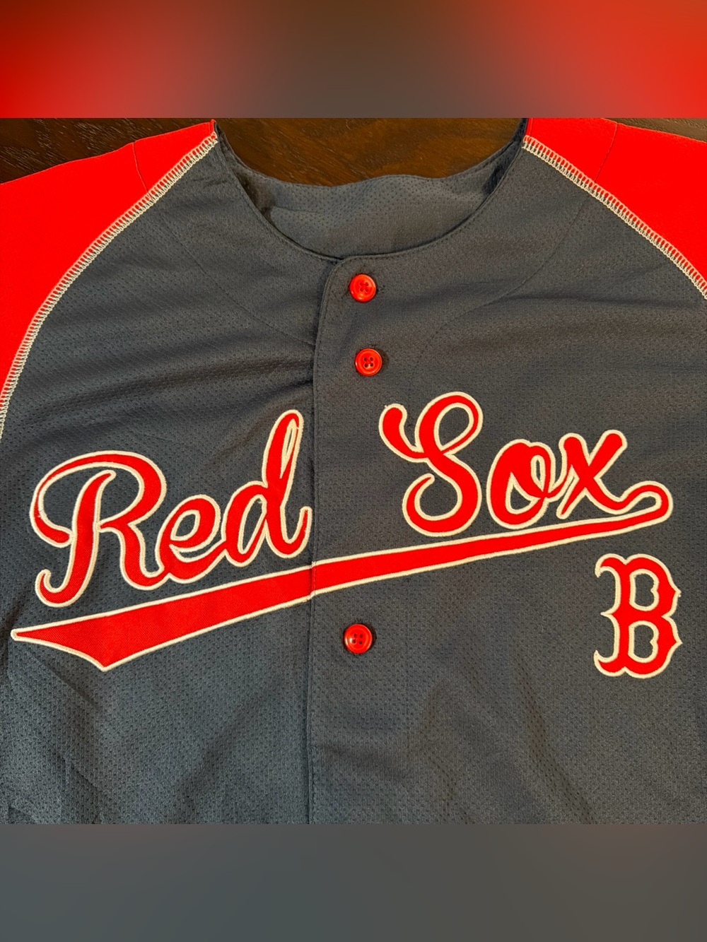 Red Sox Navy and Red Raglan Baseball Jersey - Picture 2 of 7